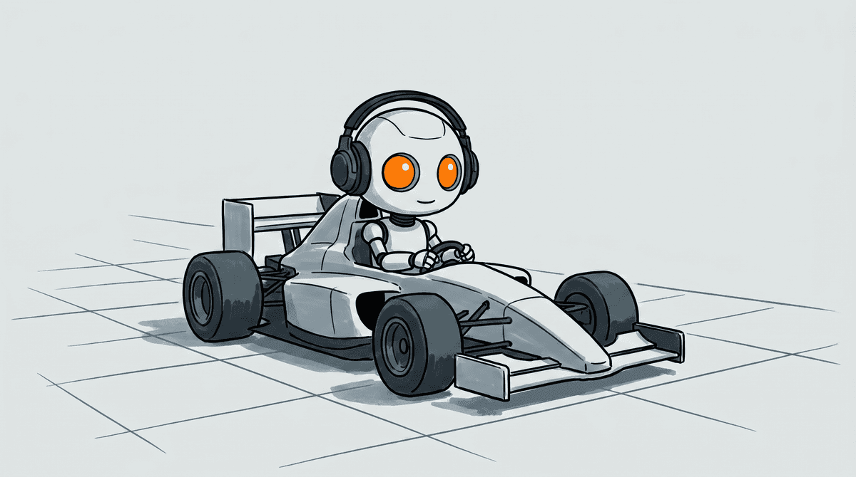 Fargus racing in an automated Formula 1 car